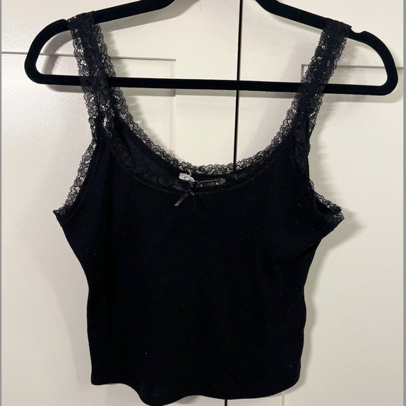 Tops - Black Tank Top- Lace Straps